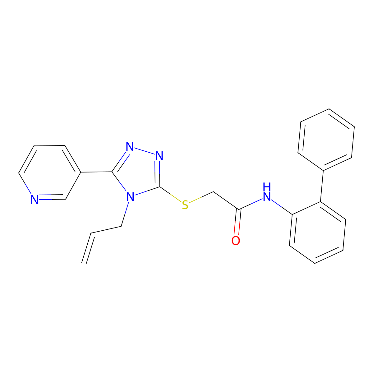 N-(biphenyl-2-yl)-2-{[4-(prop-2-en-1-yl)-5-(pyridin-3-yl)-4H-1,2,4-triazol-3-yl]sulfanyl}acetamide molecular structure, CAS 573972-98-2