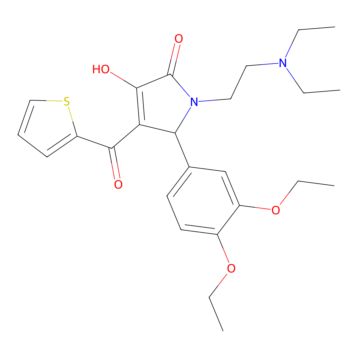 5-(3,4-Diethoxyphenyl)-1-[2-(diethylamino)ethyl]-3-hydroxy-4-(2-thienylcarbony l)-3-pyrrolin-2-one molecular structure, CAS 573973-13-4