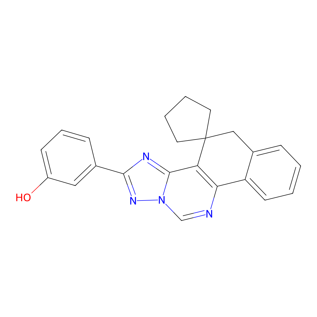 3-(5H-spiro[benzo[h][1,2,4]triazolo[1,5-c]quinazoline-4,1'-cyclopentan]-2-yl)phenol molecular structure, CAS 573973-77-0