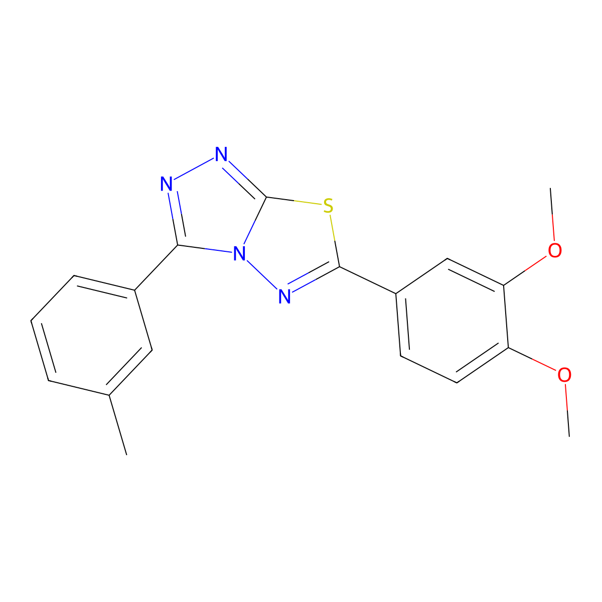 6-(3,4-Dimethoxyphenyl)-3-(3-methylphenyl)-[1,2,4]triazolo[3,4-b][1,3,4]thiadiazole molecular structure, CAS 573973-81-6