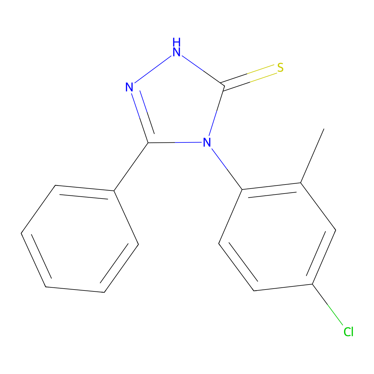 4-(4-chloro-2-methylphenyl)-5-phenyl-4H-1,2,4-triazole-3-thiol molecular structure, CAS 573973-90-7