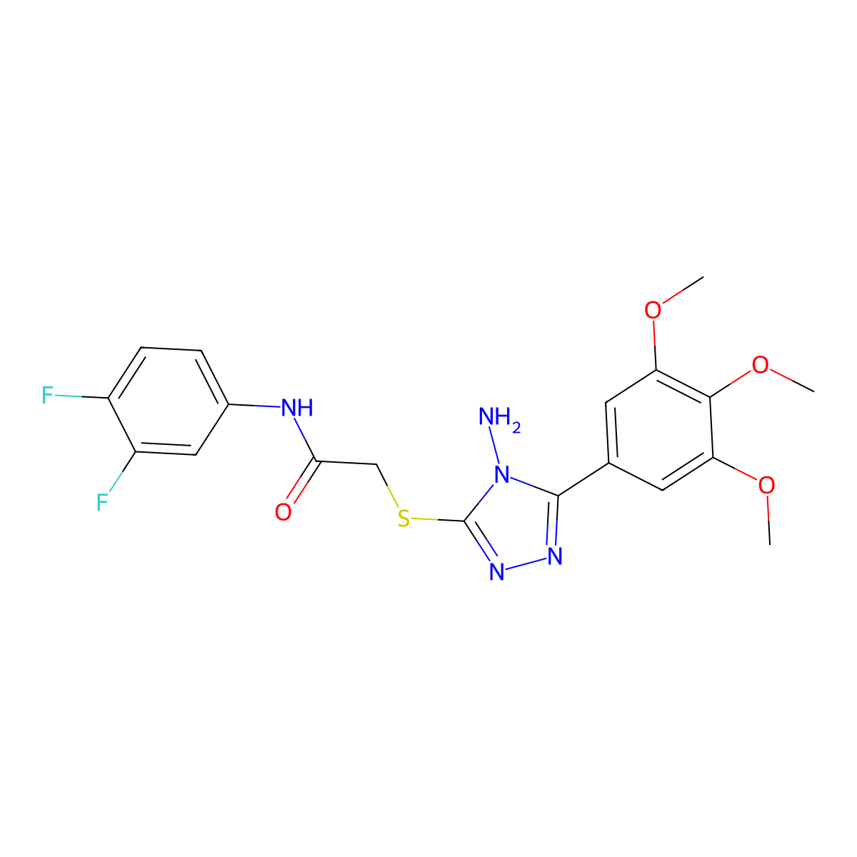 2-{[4-amino-5-(3,4,5-trimethoxyphenyl)-4H-1,2,4-triazol-3-yl]sulfanyl}-N-(3,4-difluorophenyl)acetamide molecular structure, CAS 573973-95-2