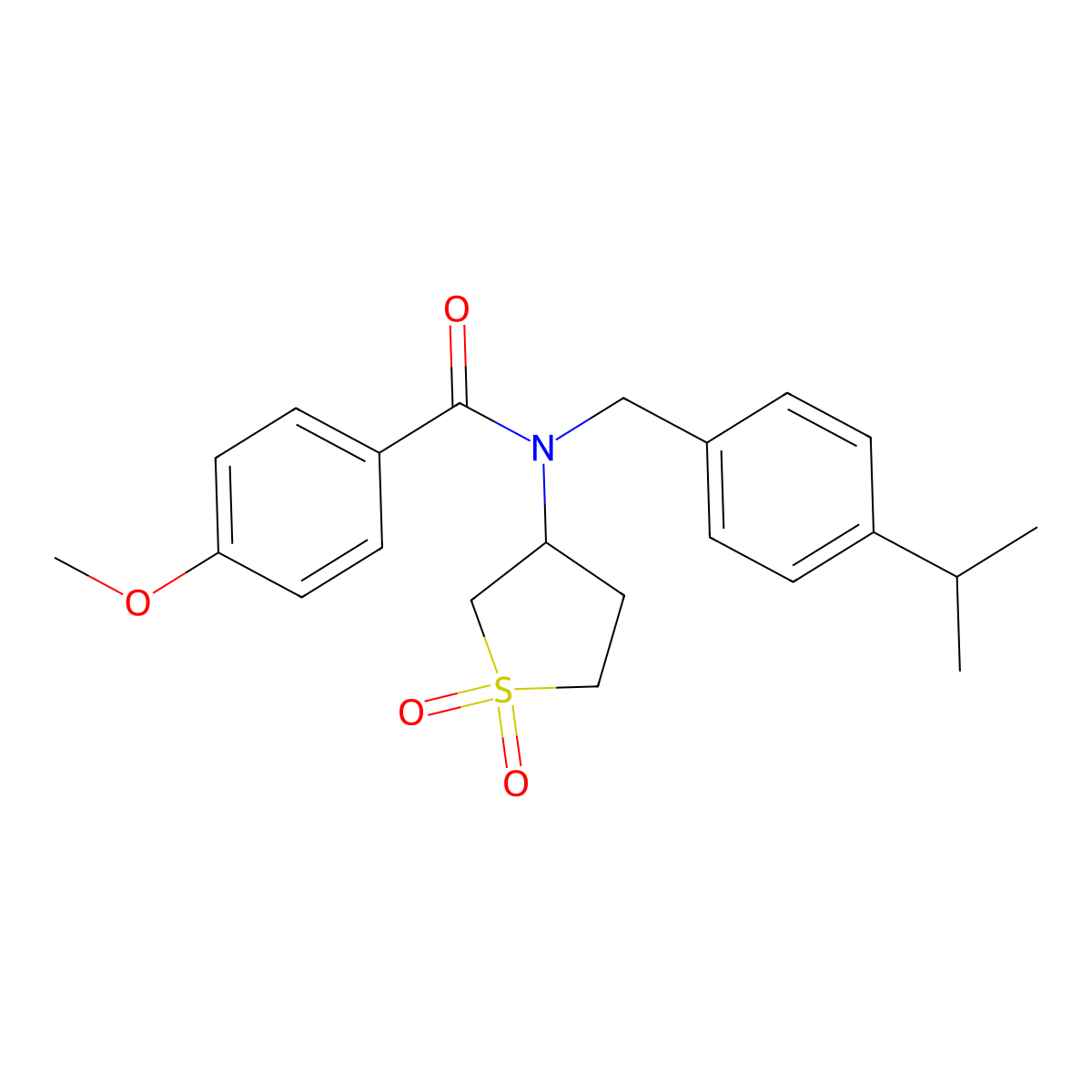 N-(1,1-dioxidotetrahydrothiophen-3-yl)-4-methoxy-N-[4-(propan-2-yl)benzyl]benzamide molecular structure, CAS 573973-98-5