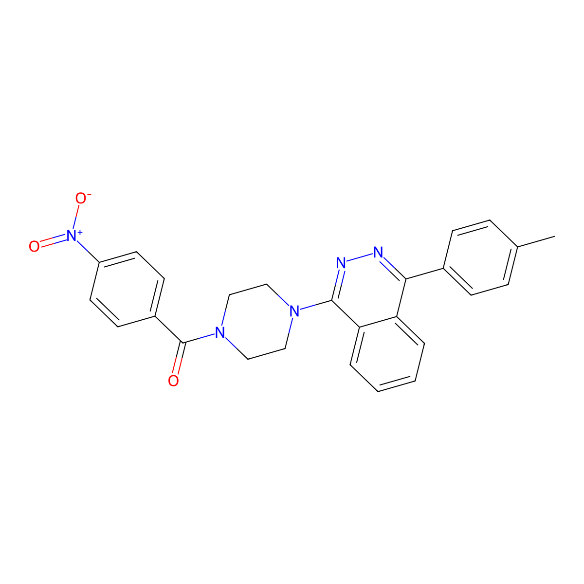 [4-[4-(4-Methylphenyl)phthalazin-1-yl]piperazin-1-yl]-(4-nitrophenyl)methanone molecular structure, CAS 573974-12-6