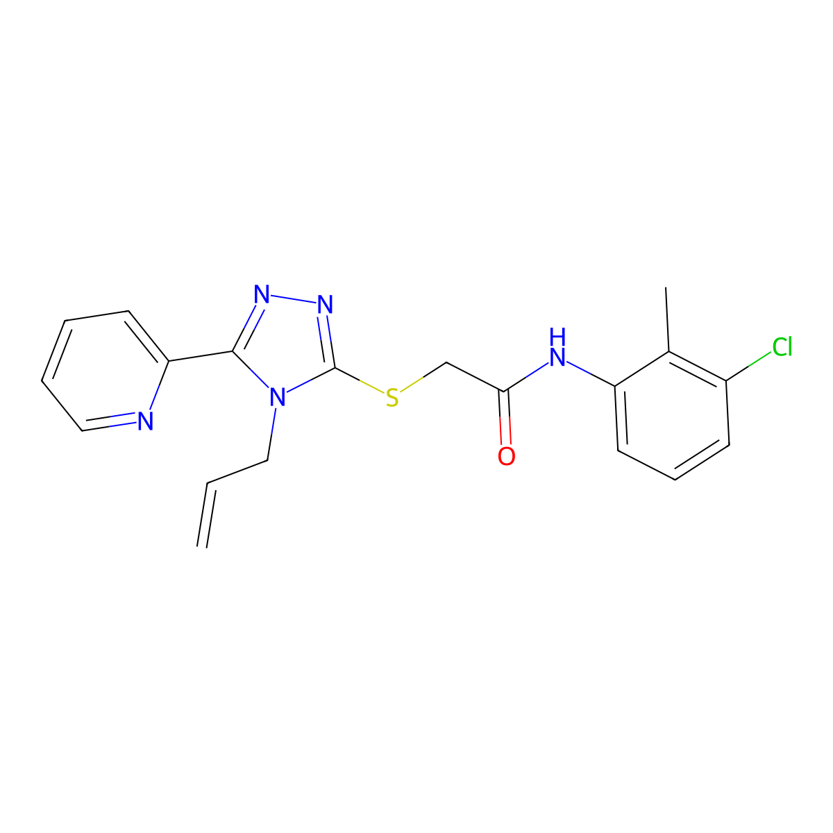 2-{[4-Allyl-5-(2-pyridinyl)-4H-1,2,4-triazol-3-YL]sulfanyl}-N-(3-chloro-2-methylphenyl)acetamide molecular structure, CAS 573974-22-8