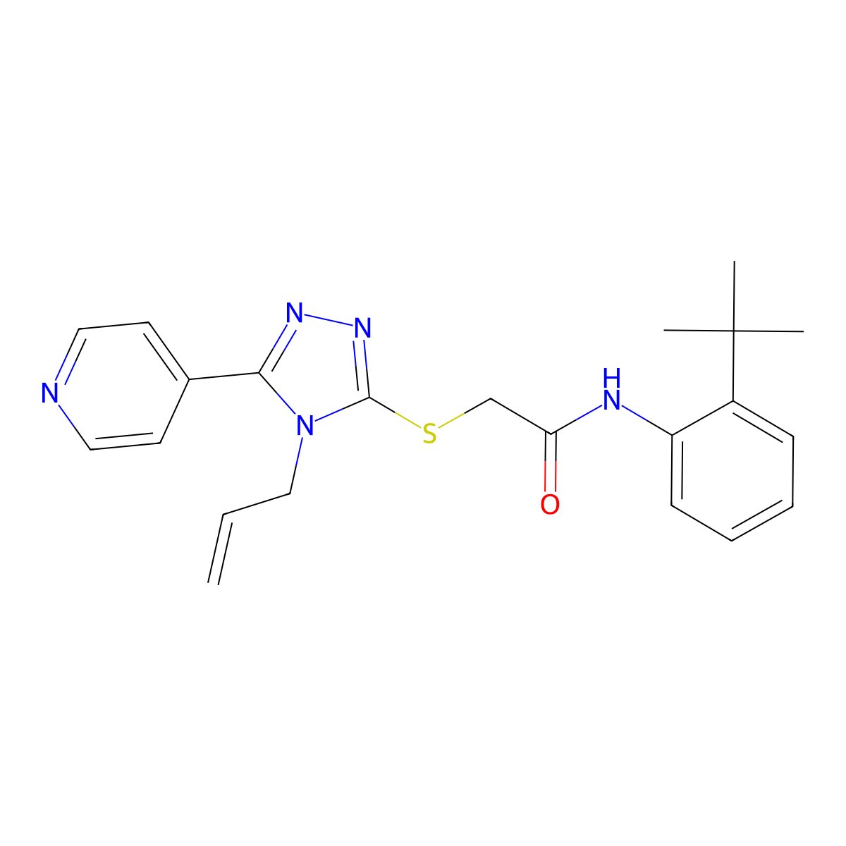 N-(2-tert-butylphenyl)-2-{[4-(prop-2-en-1-yl)-5-(pyridin-4-yl)-4H-1,2,4-triazol-3-yl]sulfanyl}acetamide molecular structure, CAS 573974-44-4