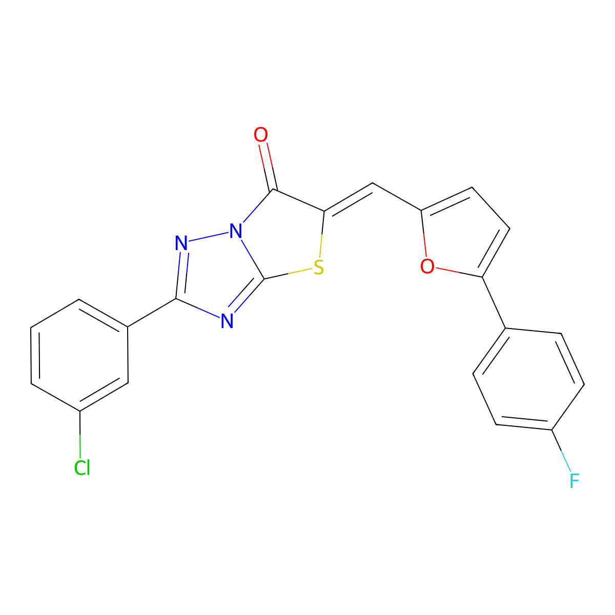 2-(3-Chlorophenyl)-5-[[5-(4-fluorophenyl)-2-furanyl]methylene]thiazolo[3,2-b][1,2,4]triazol-6(5H)-one molecular structure, CAS 573974-95-5