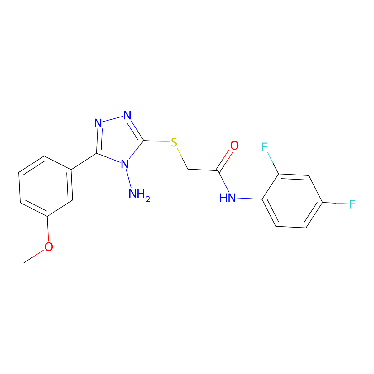 2-{[4-amino-5-(3-methoxyphenyl)-4H-1,2,4-triazol-3-yl]sulfanyl}-N-(2,4-difluorophenyl)acetamide molecular structure, CAS 573975-11-8