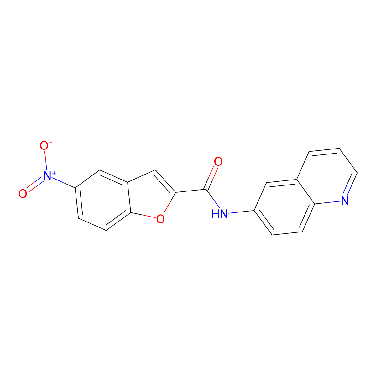 5-nitro-N-(quinolin-6-yl)-1-benzofuran-2-carboxamide molecular structure, CAS 573975-13-0