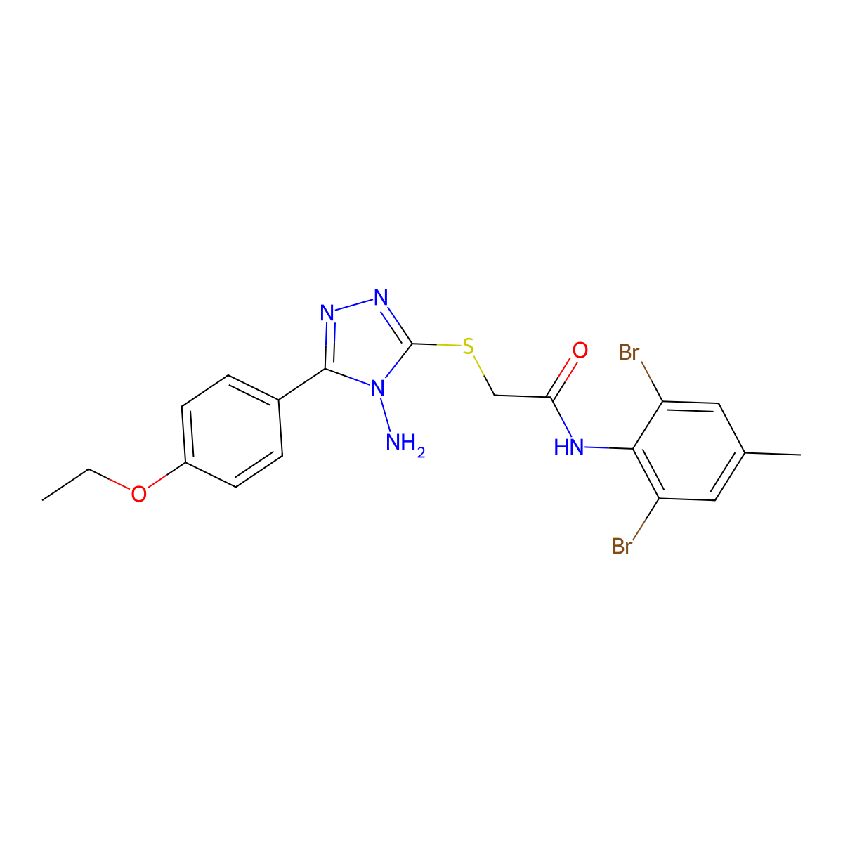 2-{[4-amino-5-(4-ethoxyphenyl)-4H-1,2,4-triazol-3-yl]sulfanyl}-N-(2,6-dibromo-4-methylphenyl)acetamide molecular structure, CAS 573975-40-3