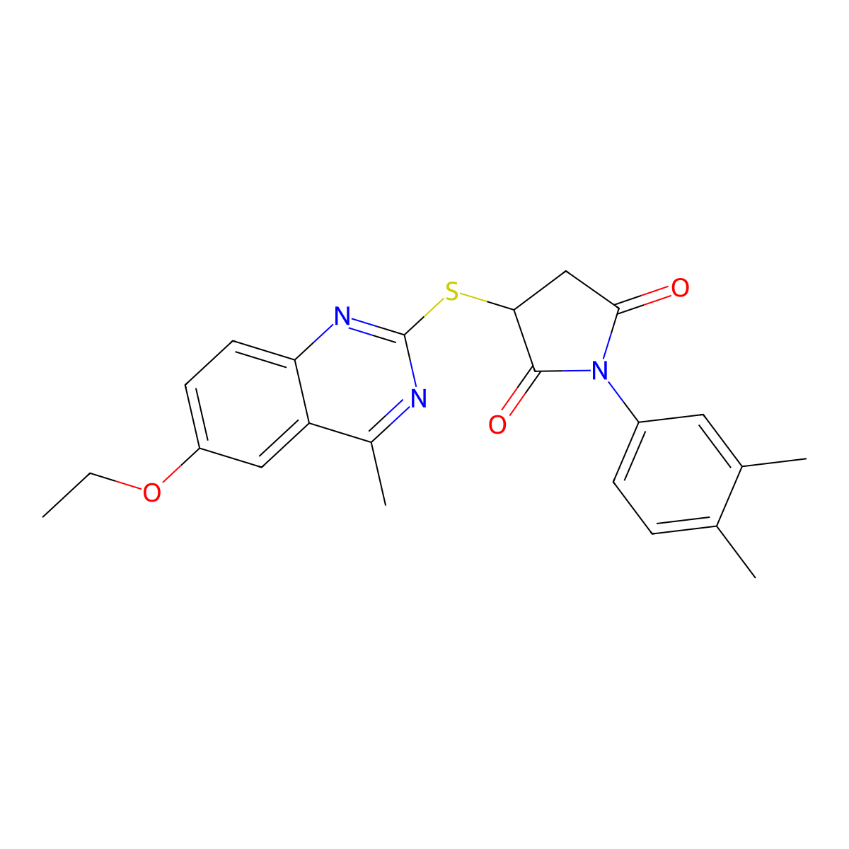 1-(3,4-Dimethylphenyl)-3-[(6-ethoxy-4-methylquinazolin-2-yl)sulfanyl]pyrrolidine-2,5-dione molecular structure, CAS 573975-43-6