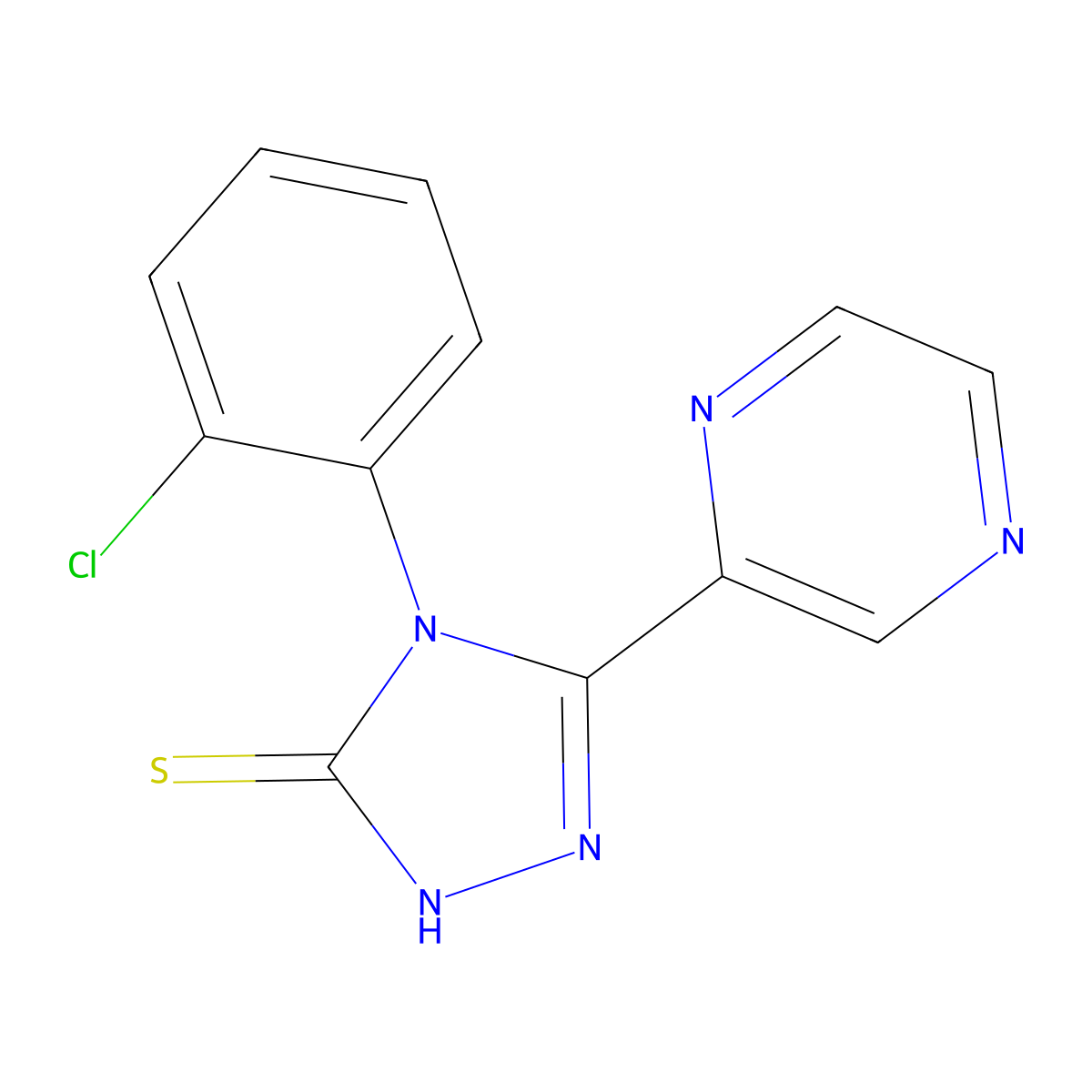 4-(2-chlorophenyl)-3-pyrazin-2-yl-1H-1,2,4-triazole-5-thione molecular structure, CAS 573975-48-1