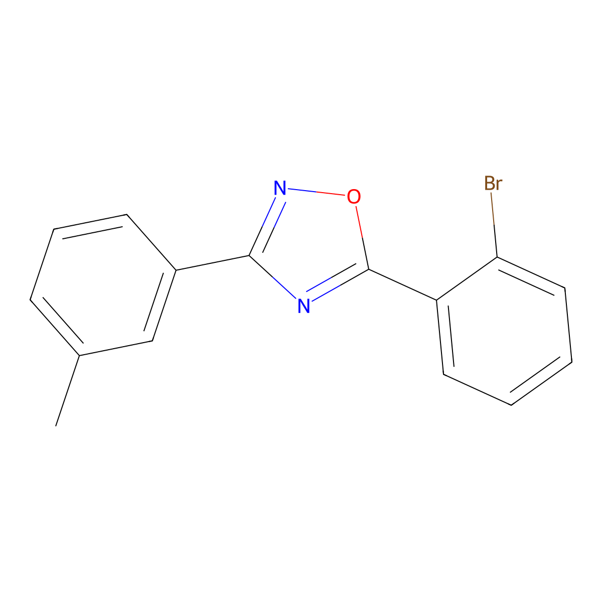 5-(2-Bromophenyl)-3-(3-methylphenyl)-1,2,4-oxadiazole molecular structure, CAS 573975-58-3