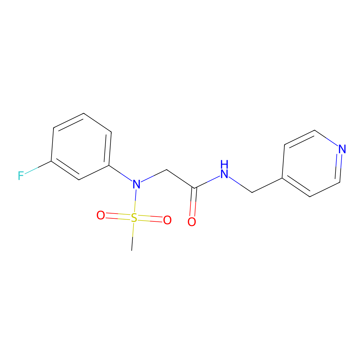 2-[3-fluoro(methylsulfonyl)anilino]-N-(4-pyridinylmethyl)acetamide molecular structure, CAS 573975-76-5