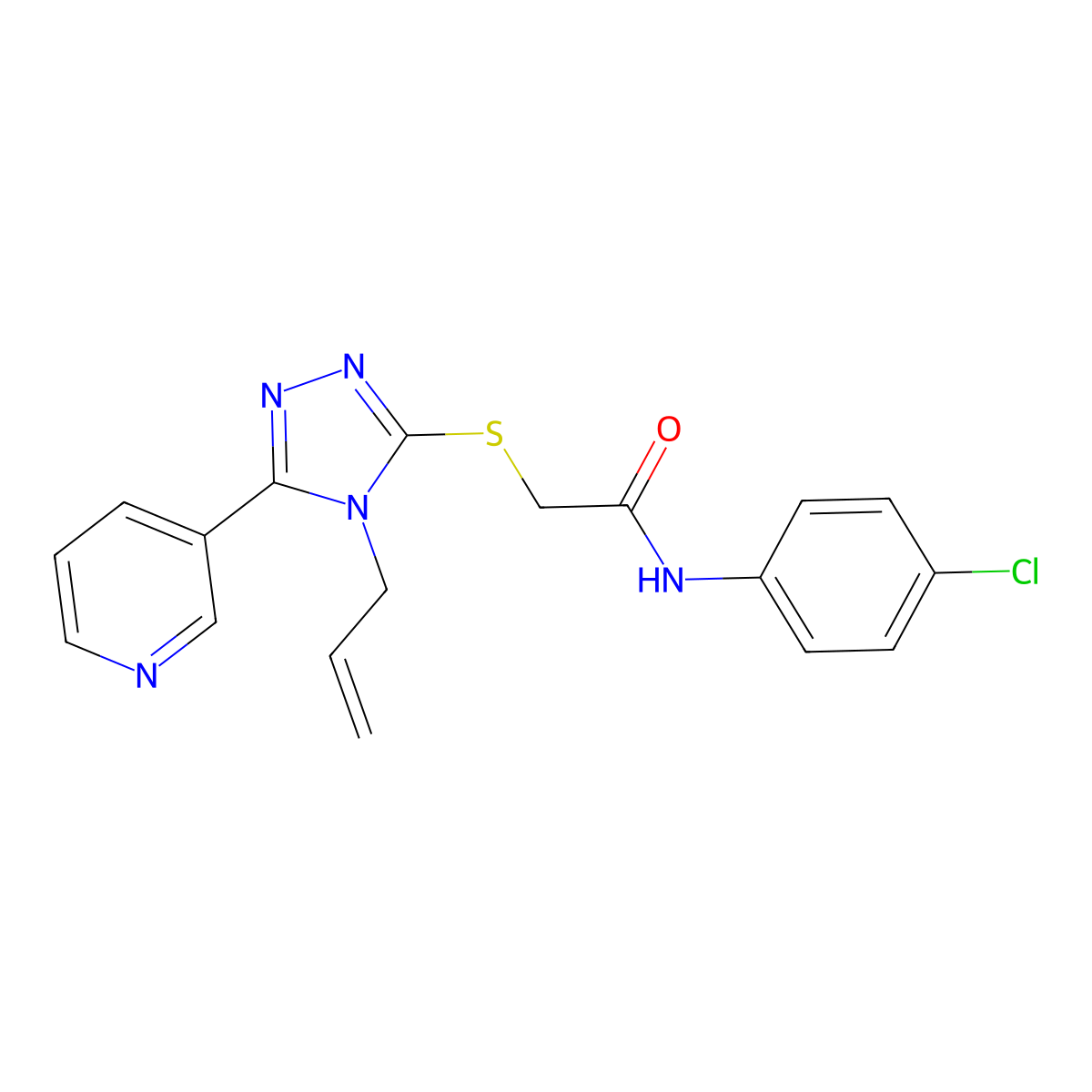 N-(4-chlorophenyl)-2-{[4-(prop-2-en-1-yl)-5-(pyridin-3-yl)-4H-1,2,4-triazol-3-yl]sulfanyl}acetamide molecular structure, CAS 573975-91-4