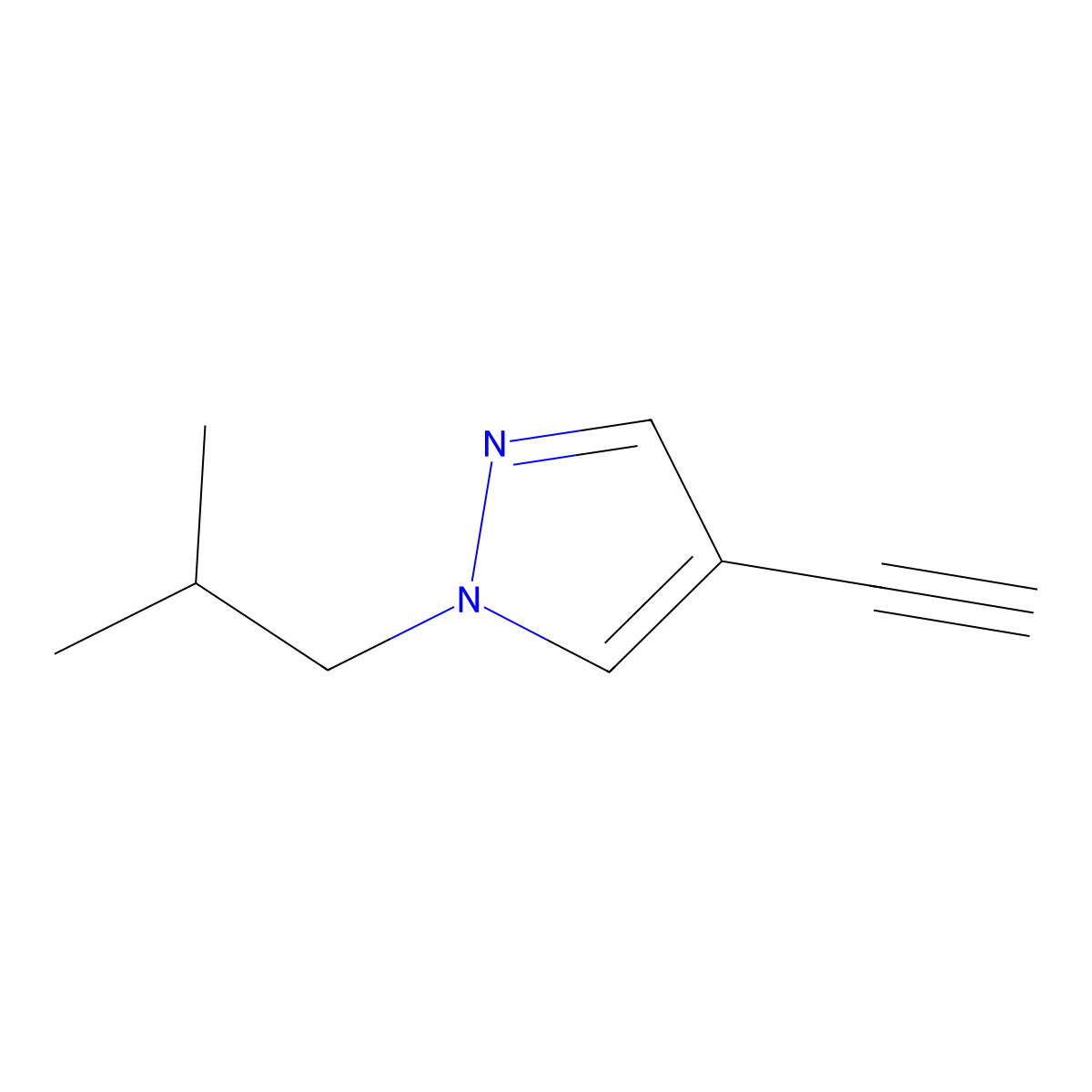 4-Ethynyl-1-(2-methylpropyl)-1H-pyrazole molecular structure, CAS 573982-82-8