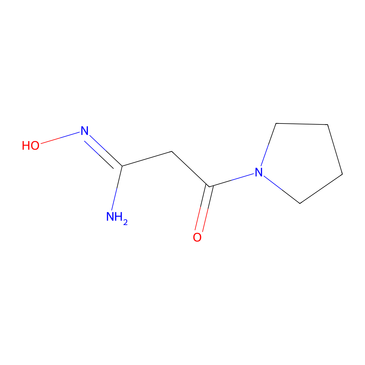 N'-hydroxy-3-oxo-3-pyrrolidin-1-ylpropanimidamide molecular structure, CAS 57399-51-6