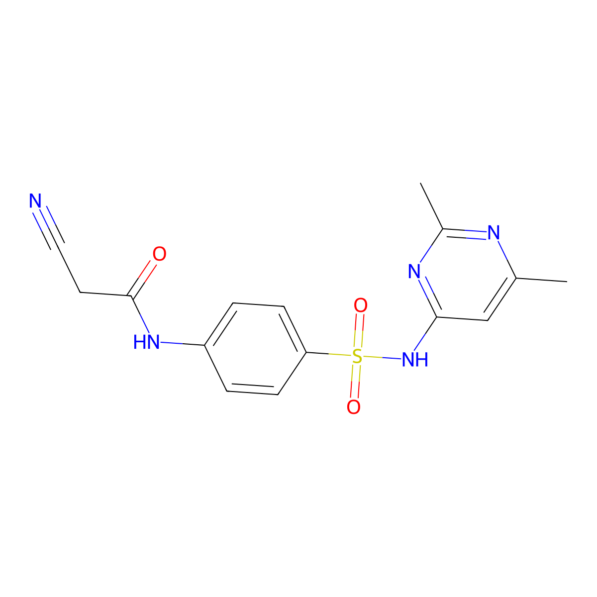 2-cyano-N-{4-[(2,6-dimethylpyrimidin-4-yl)sulfamoyl]phenyl}acetamide molecular structure, CAS 573993-14-3