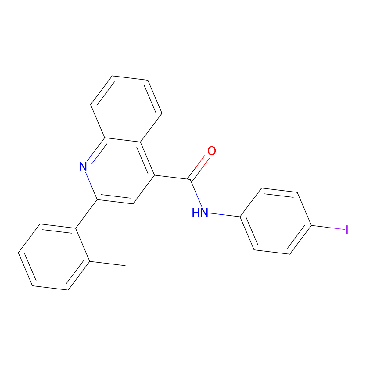 N-(4-iodophenyl)-2-(2-methylphenyl)quinoline-4-carboxamide molecular structure, CAS 573993-49-4