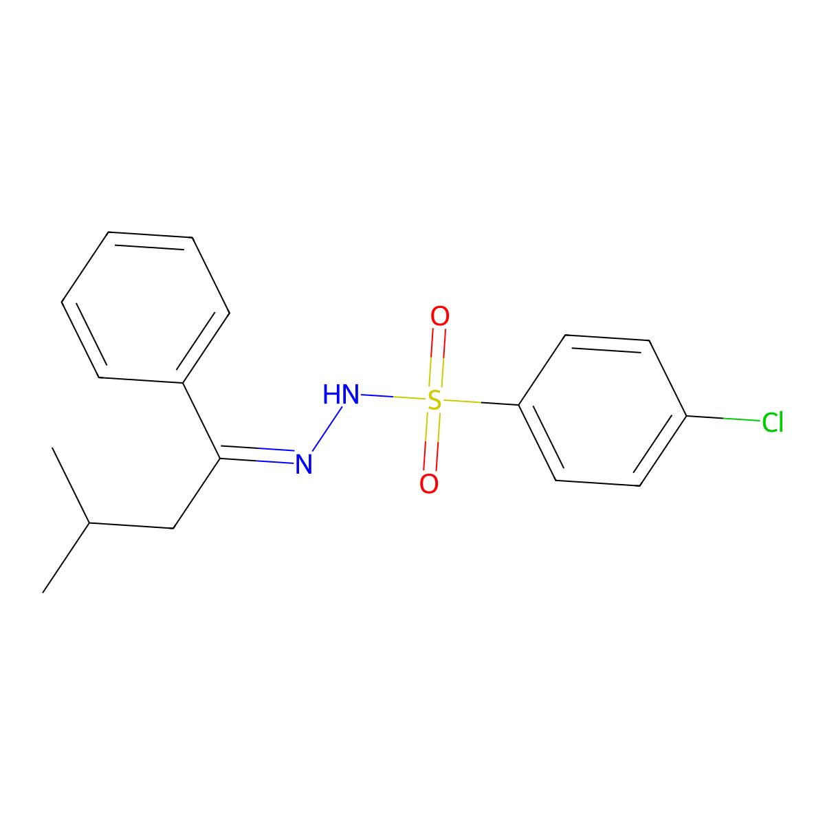 4-Chlorobenzenesulfonic acid 2-(3-methyl-1-phenylbutylidene)hydrazide molecular structure, CAS 573993-85-8