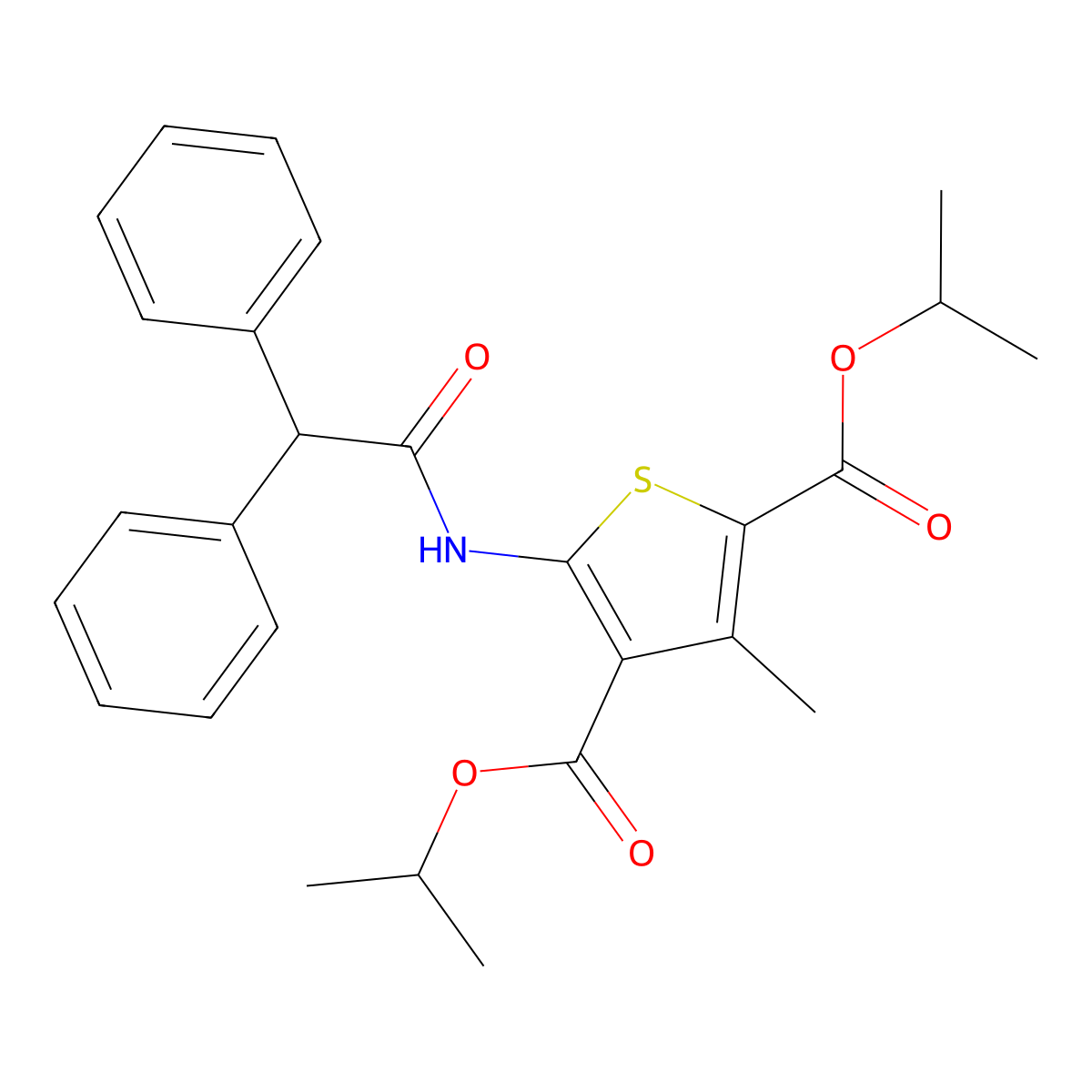Dipropan-2-yl 5-[(2,2-diphenylacetyl)amino]-3-methylthiophene-2,4-dicarboxylate molecular structure, CAS 573994-35-1