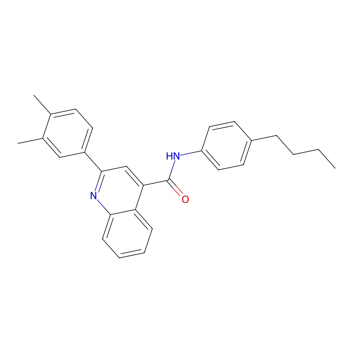 N-(4-butylphenyl)-2-(3,4-dimethylphenyl)quinoline-4-carboxamide molecular structure, CAS 573995-79-6