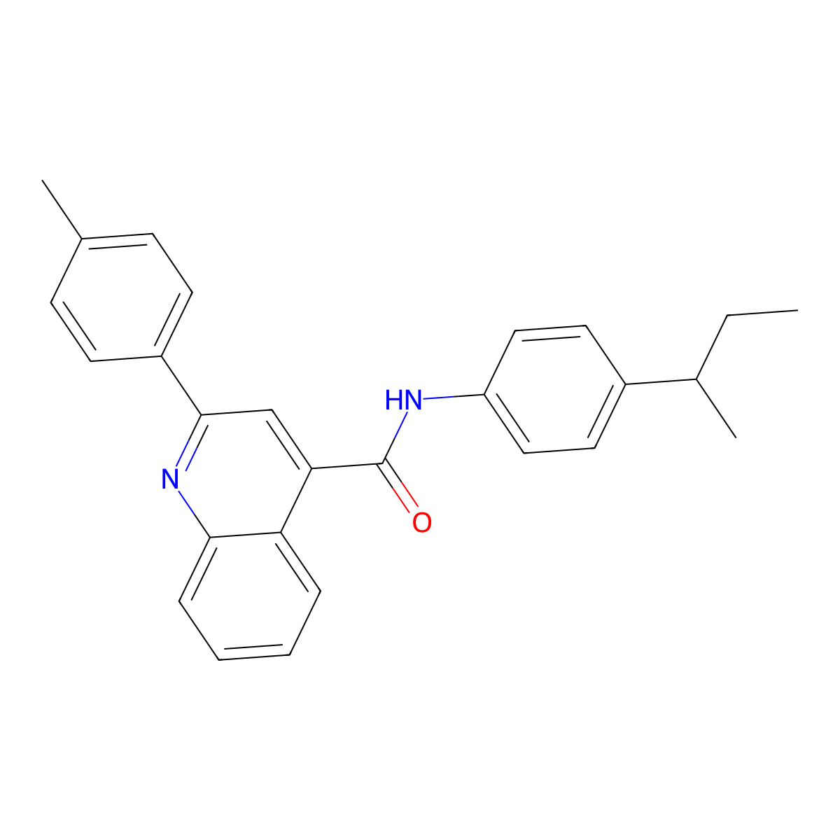 N-(4-butan-2-ylphenyl)-2-(4-methylphenyl)quinoline-4-carboxamide molecular structure, CAS 573996-78-8