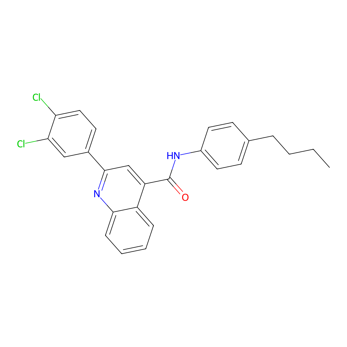 N-(4-butylphenyl)-2-(3,4-dichlorophenyl)quinoline-4-carboxamide molecular structure, CAS 573997-19-0