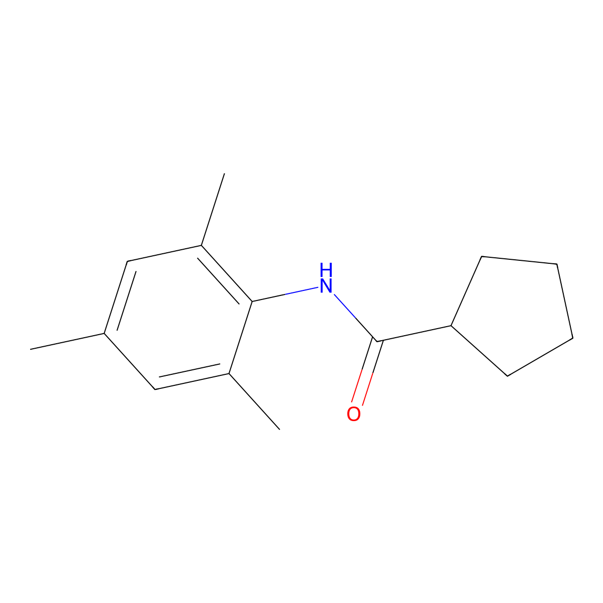 N-(2,4,6-trimethylphenyl)cyclopentanecarboxamide molecular structure, CAS 573997-43-0