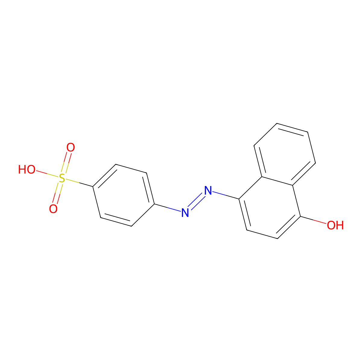 Benzenesulfonic acid, 4-(2-(4-hydroxy-1-naphthalenyl)diazenyl)- molecular structure, CAS 574-69-6