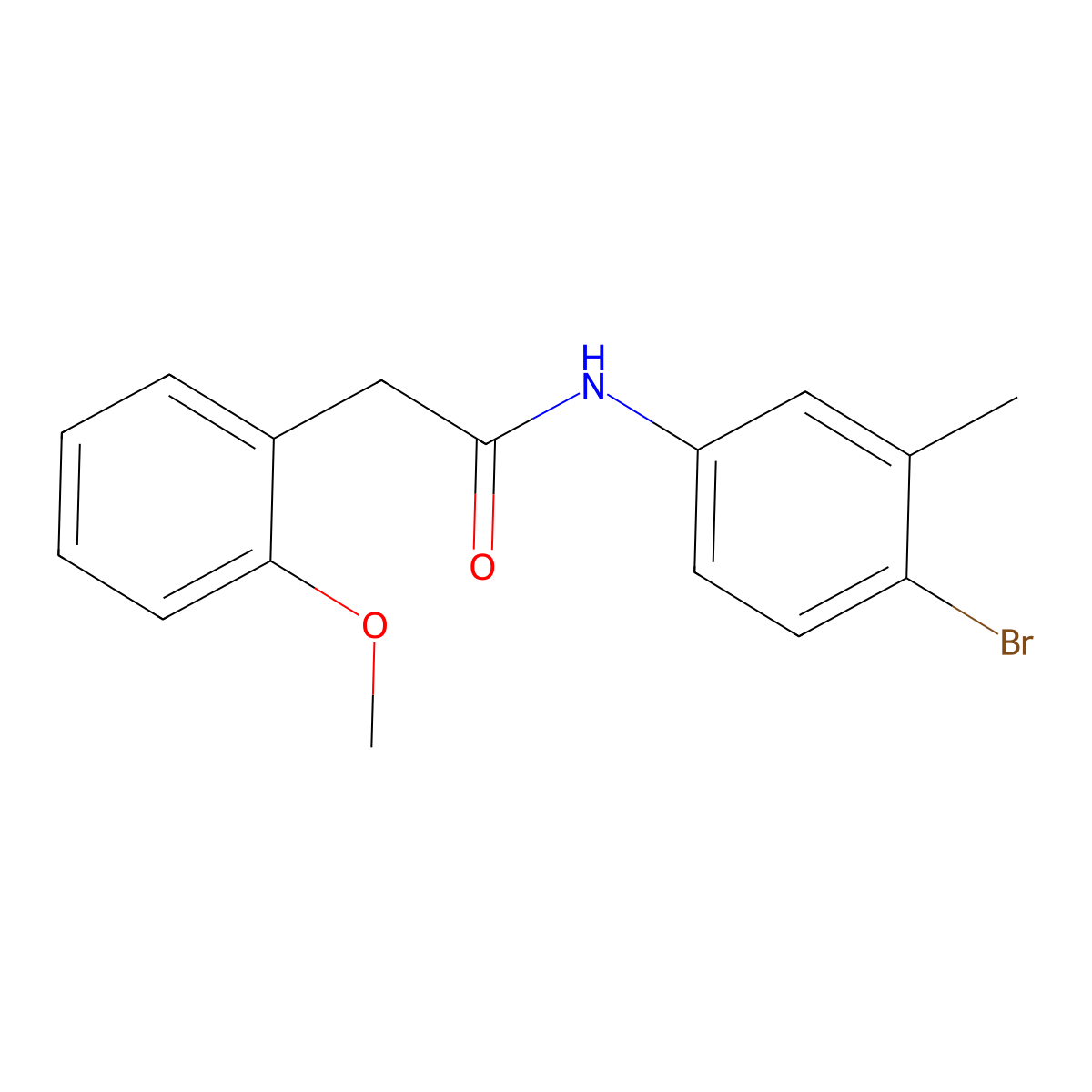 N-(4-bromo-3-methylphenyl)-2-(2-methoxyphenyl)acetamide molecular structure, CAS 5740-74-9