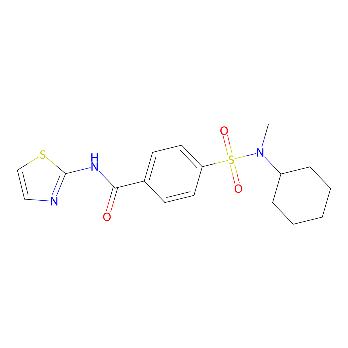 4-[cyclohexyl(methyl)sulfamoyl]-N-(1,3-thiazol-2-yl)benzamide molecular structure, CAS 574001-40-4