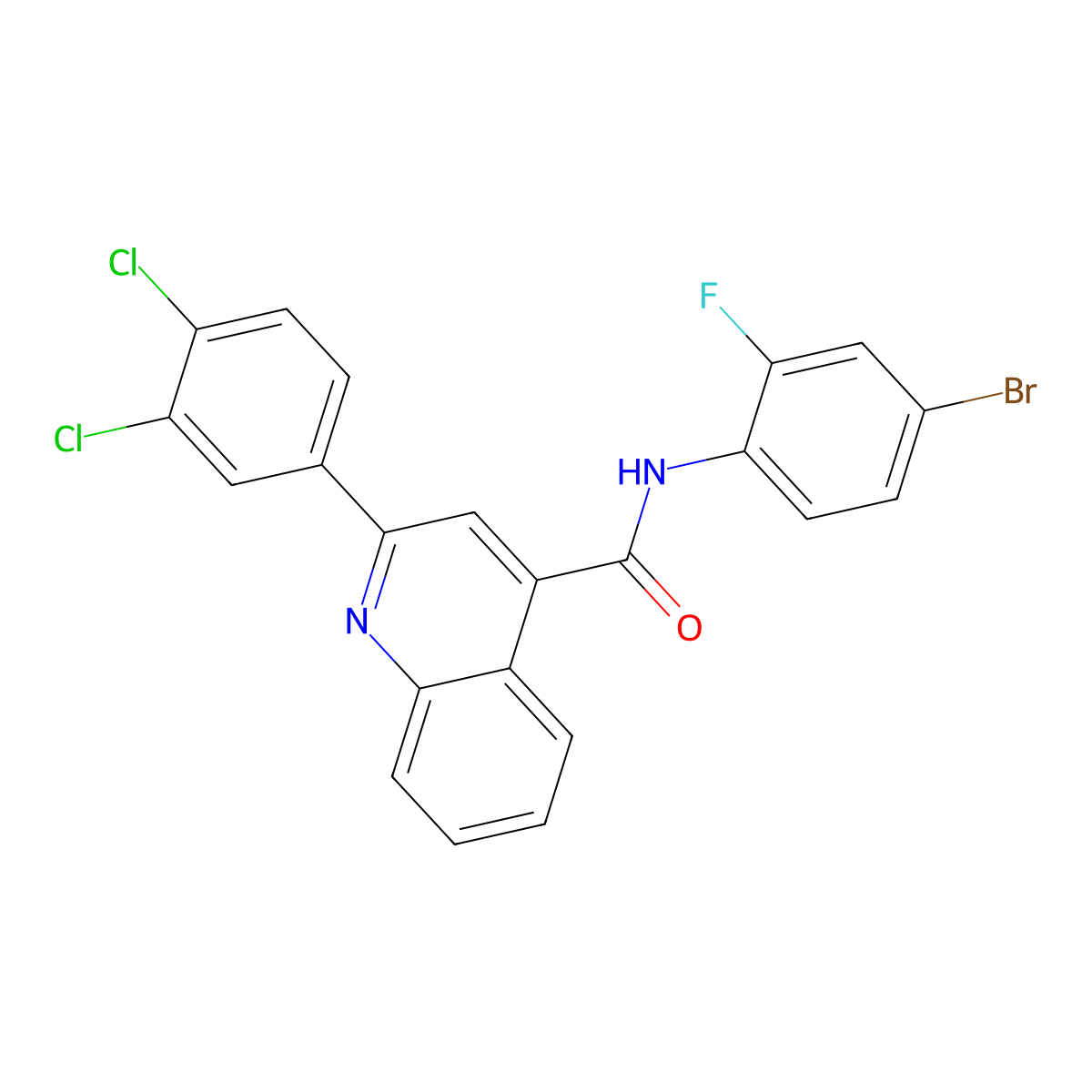 N-(4-bromo-2-fluorophenyl)-2-(3,4-dichlorophenyl)quinoline-4-carboxamide molecular structure, CAS 574006-16-9