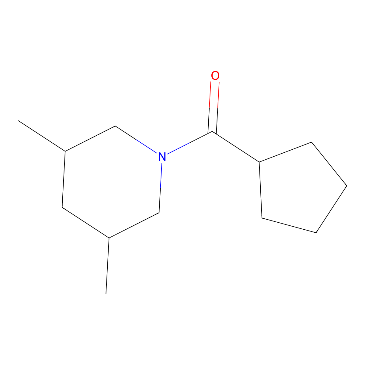 Cyclopentyl-(3,5-dimethylpiperidin-1-yl)methanone molecular structure, CAS 574008-98-3