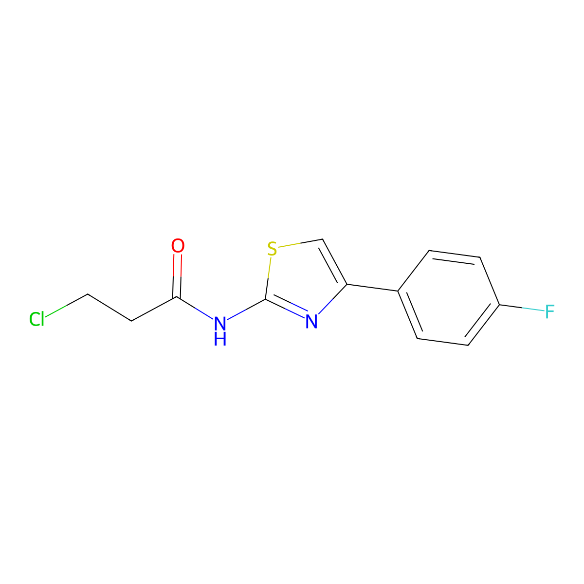 3-chloro-N-[4-(4-fluorophenyl)-1,3-thiazol-2-yl]propanamide molecular structure, CAS 574009-98-6