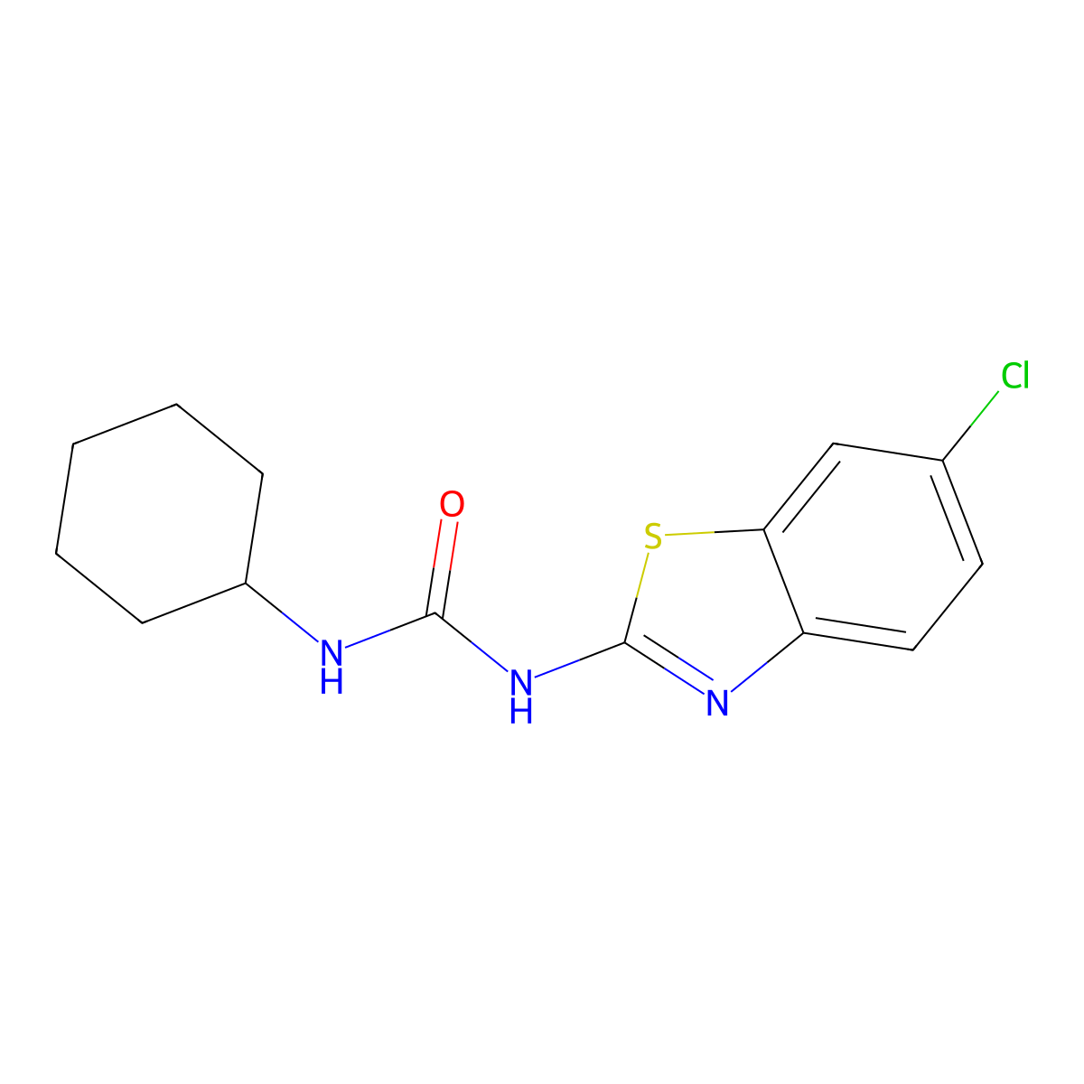 1-(6-Chloro-1,3-benzothiazol-2-yl)-3-cyclohexylurea molecular structure, CAS 574010-53-0