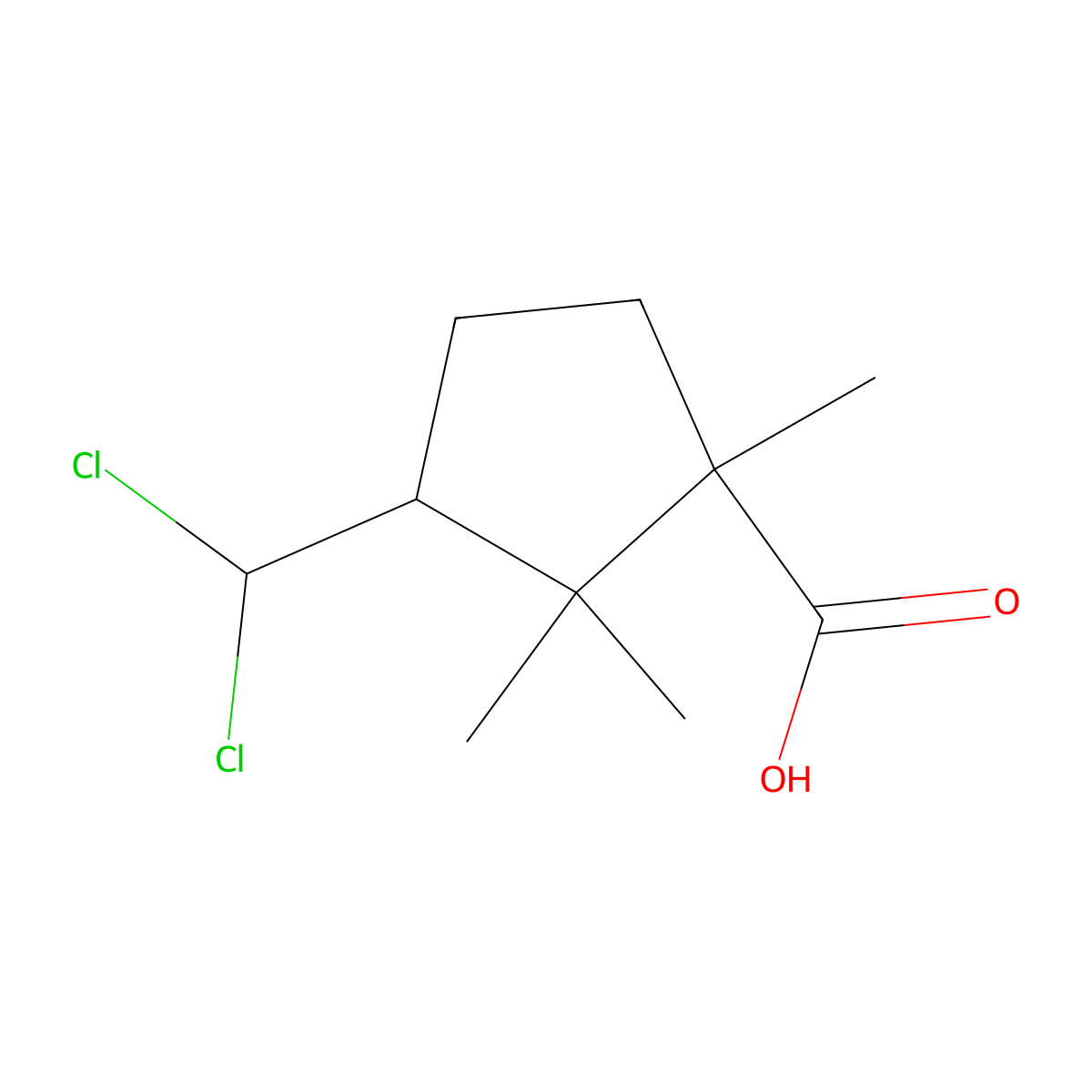3-(Dichloromethyl)-1,2,2-trimethylcyclopentane-1-carboxylic acid molecular structure, CAS 57402-43-4