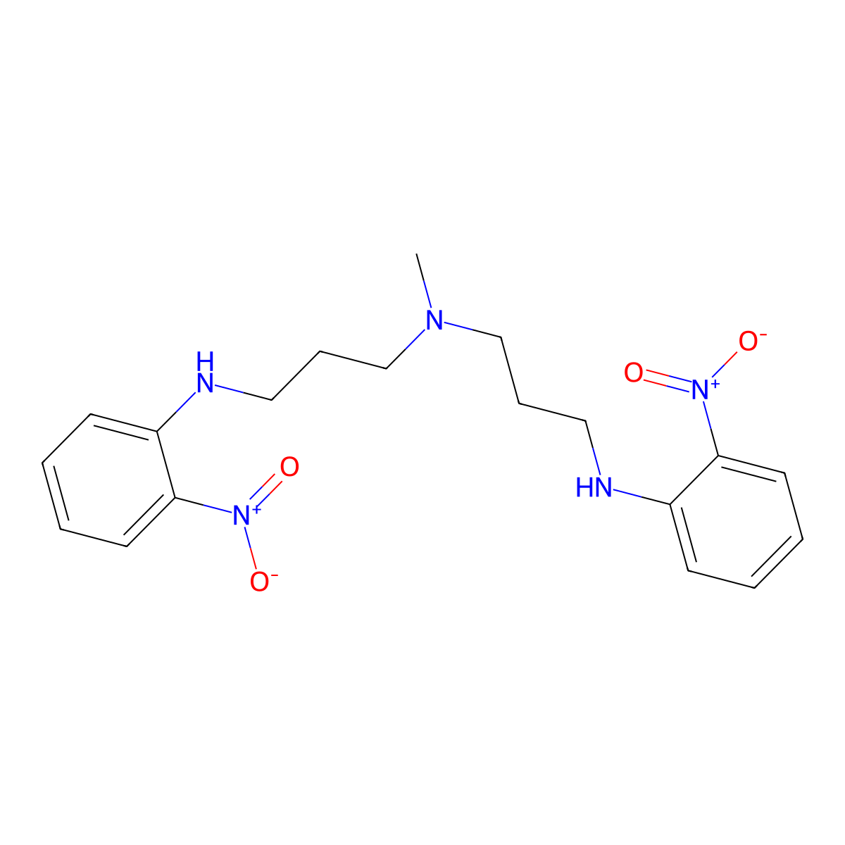 1,3-Propanediamine, N1-methyl-N3-(2-nitrophenyl)-N1-(3-((2-nitrophenyl)amino)propyl)- molecular structure, CAS 57402-83-2