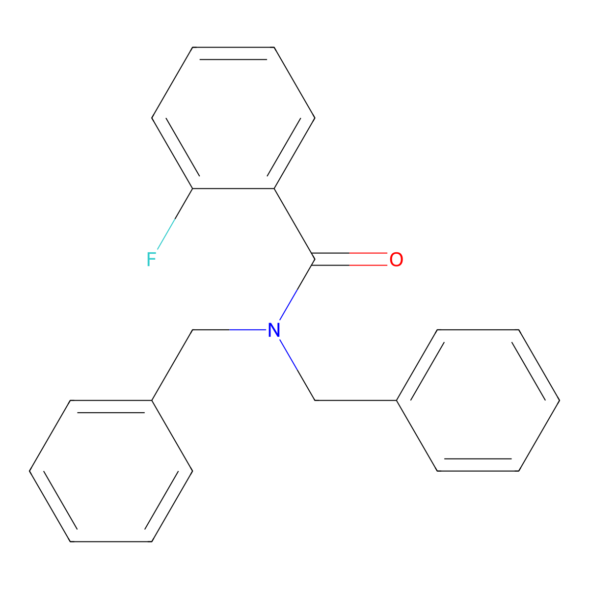 N,N-dibenzyl-2-fluorobenzamide molecular structure, CAS 57409-28-6