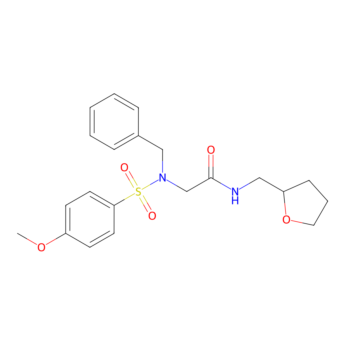 2-[benzyl-(4-methoxyphenyl)sulfonylamino]-N-(oxolan-2-ylmethyl)acetamide molecular structure, CAS 5741-19-5