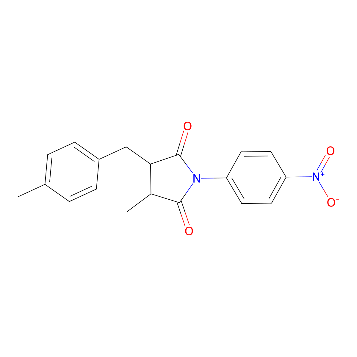 3-Methyl-4-[(4-methylphenyl)methyl]-1-(4-nitrophenyl)pyrrolidine-2,5-dione molecular structure, CAS 5741-25-3