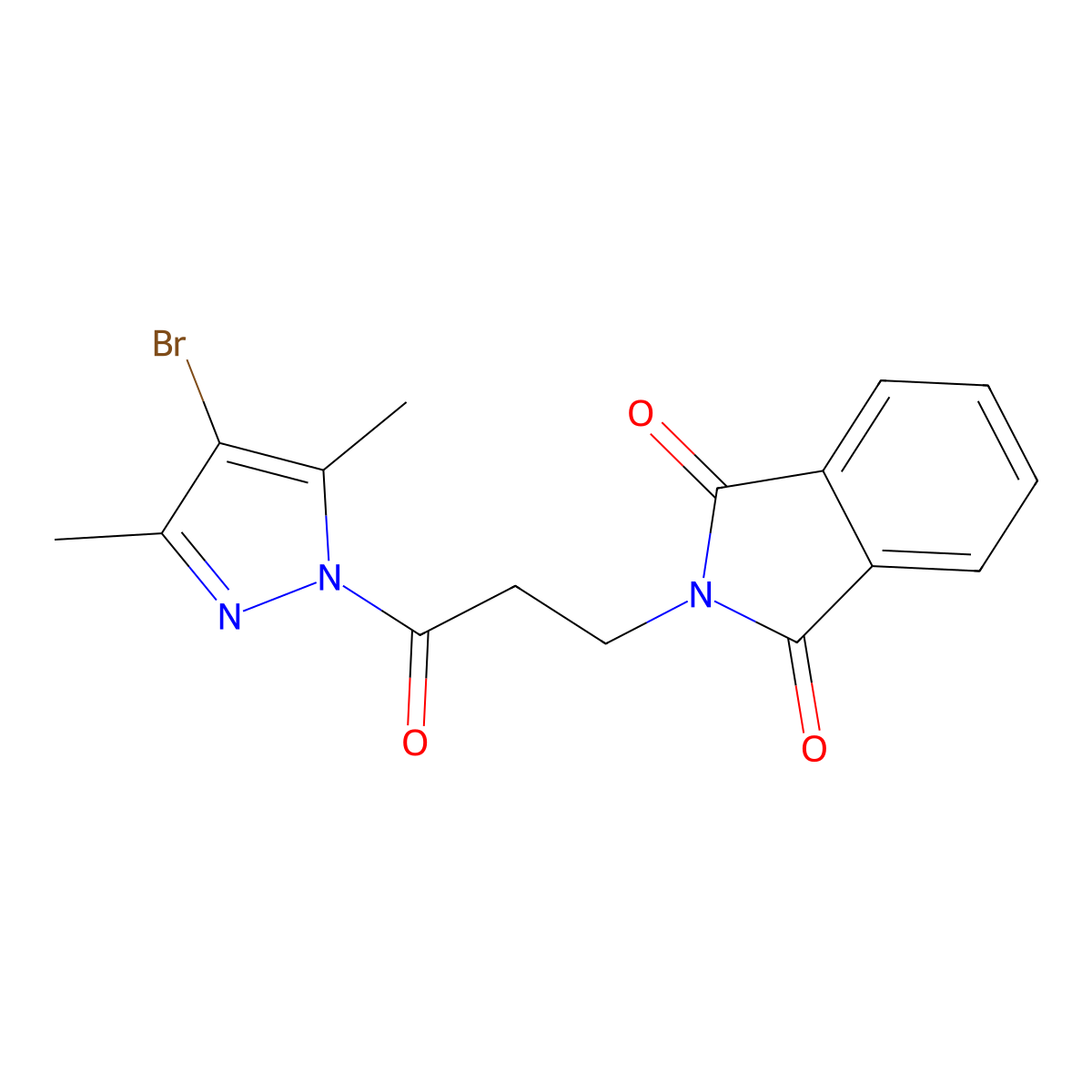 2-[3-(4-bromo-3,5-dimethyl-1H-pyrazol-1-yl)-3-oxopropyl]-1H-isoindole-1,3(2H)-dione molecular structure, CAS 5741-56-0