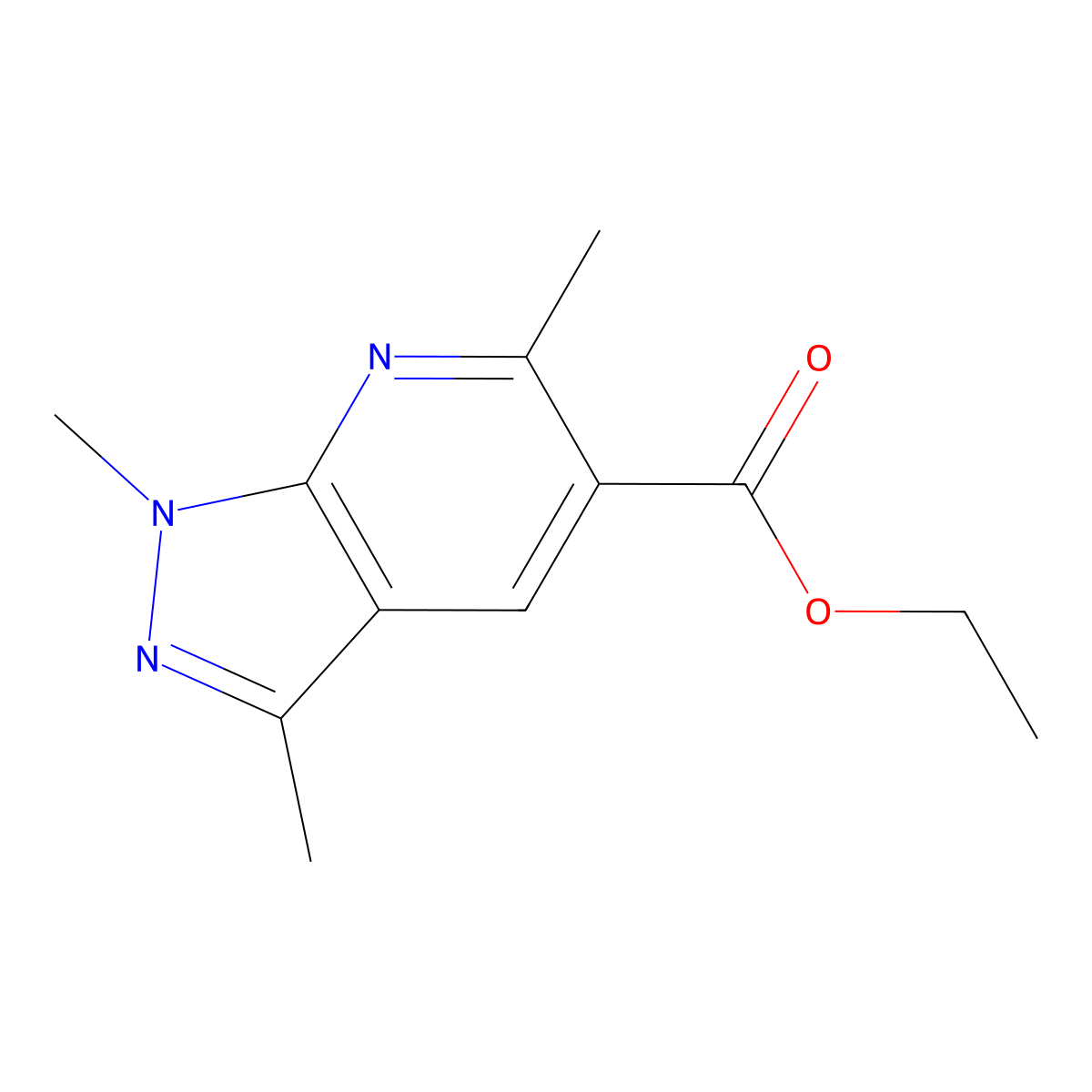 ethyl 1,3,6-trimethyl-1H-pyrazolo[3,4-b]pyridine-5-carboxylate molecular structure, CAS 57411-72-0