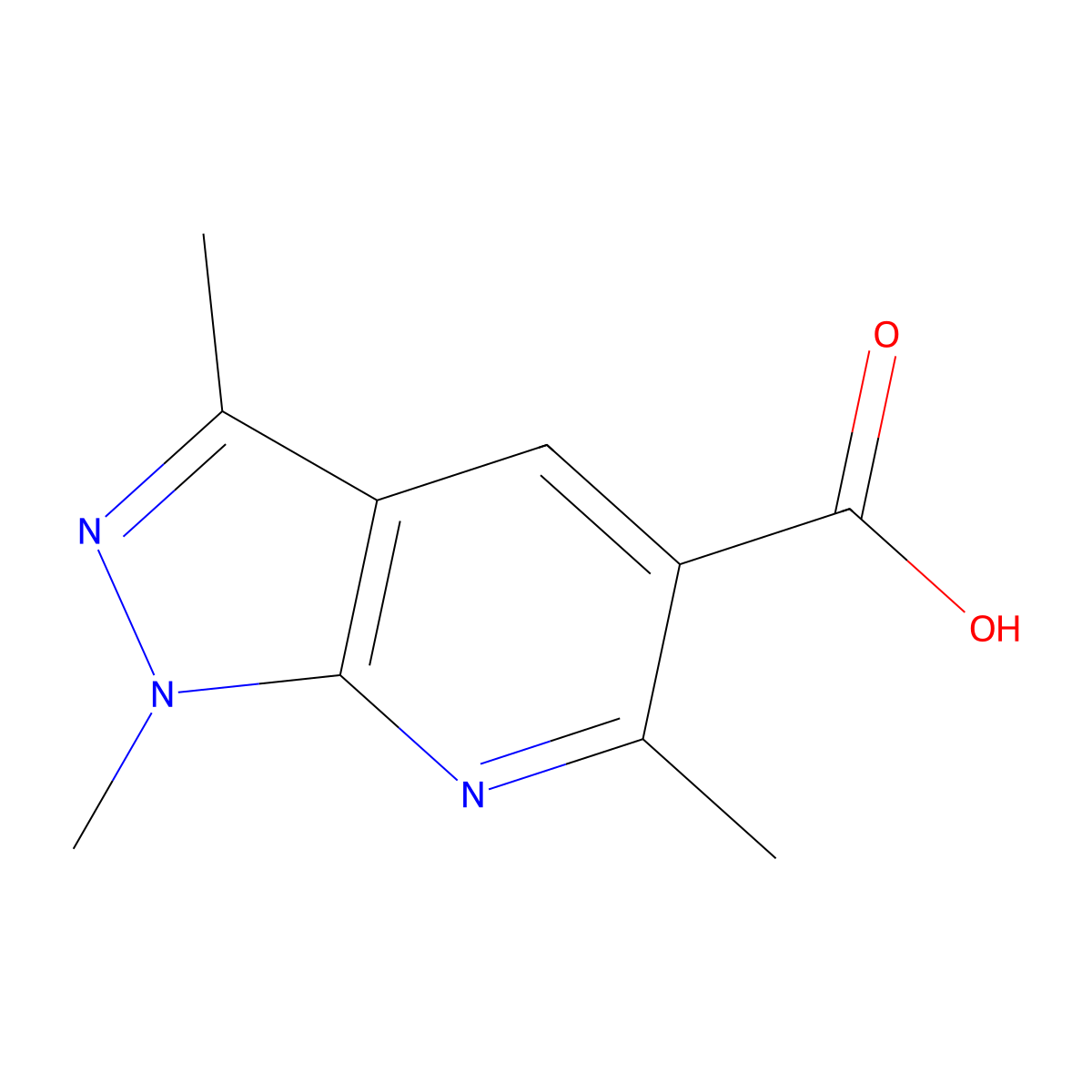1,3,6-trimethyl-1H-pyrazolo[3,4-b]pyridine-5-carboxylic acid molecular structure, CAS 57411-73-1