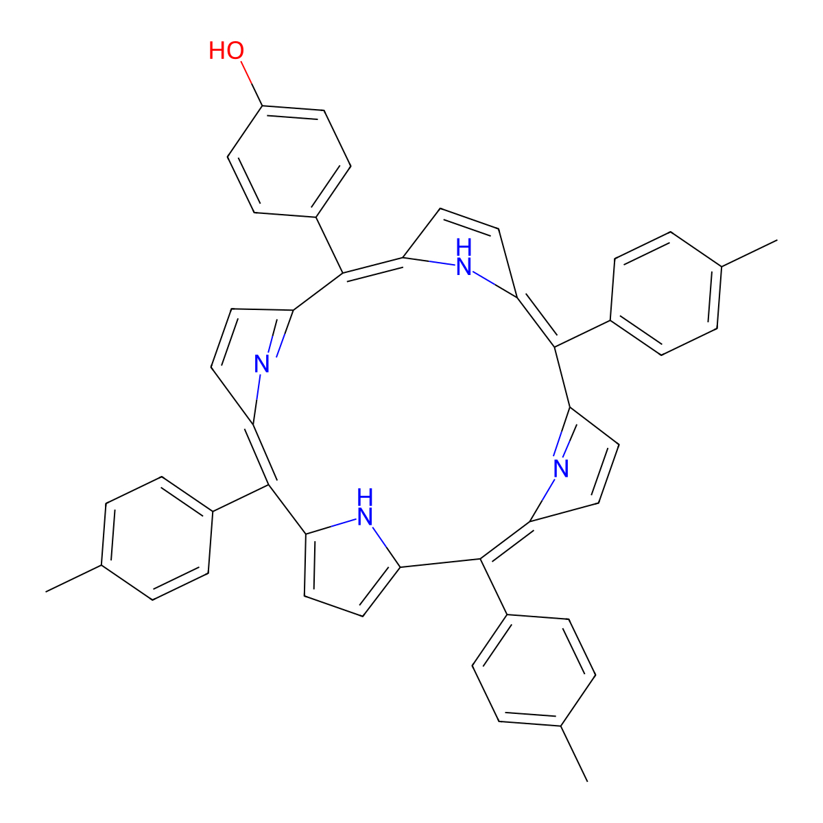 4-(10,15,20-Tri-p-tolylporphyrin-5-yl)phenol molecular structure, CAS 57412-08-5