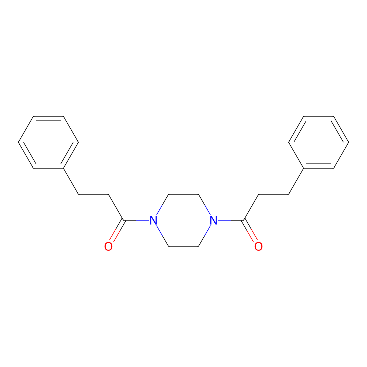 1,1'-Piperazine-1,4-diylbis(3-phenylpropan-1-one) molecular structure, CAS 57413-33-9