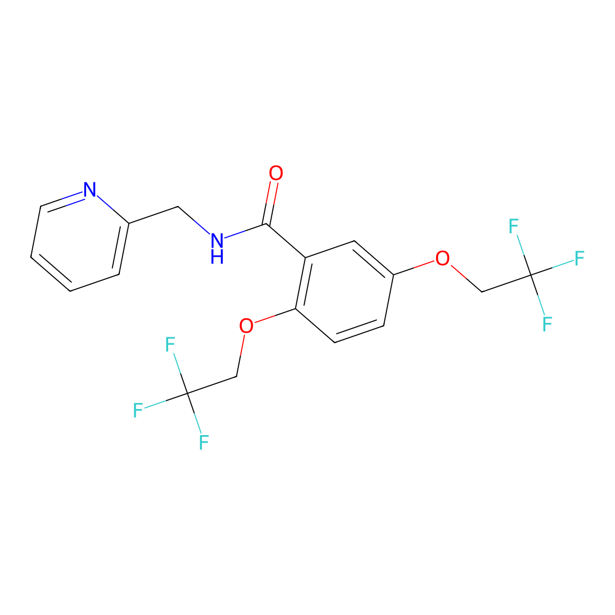 2,5-Bis(2,2,2-trifluoroethoxy)-N-(2-pyridylmethyl)benzamide molecular structure, CAS 57415-36-8