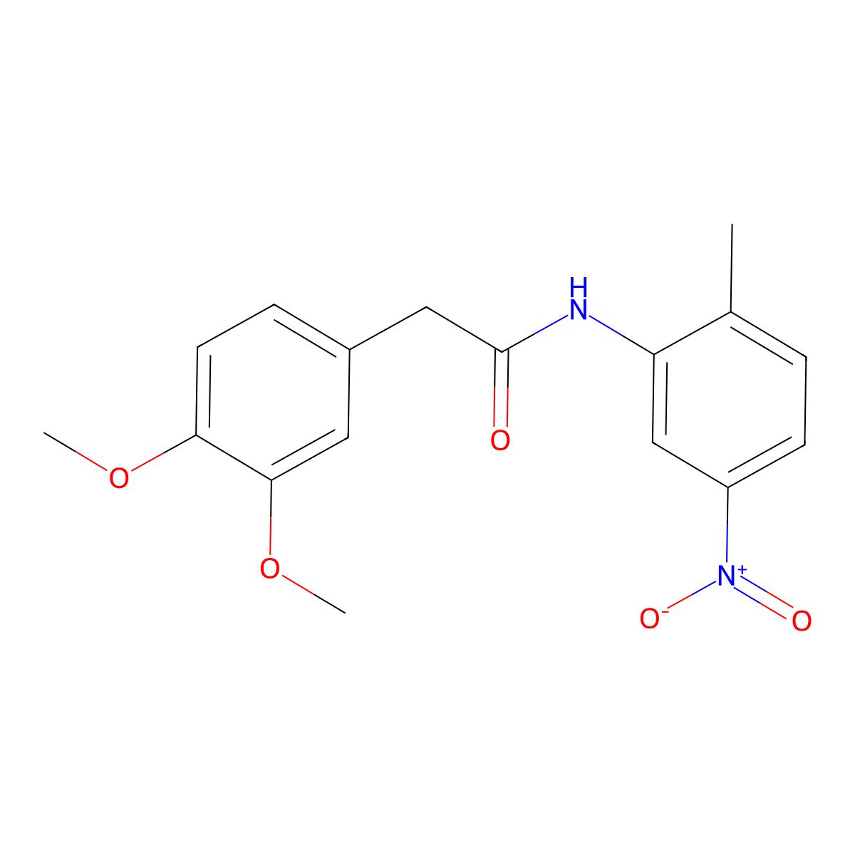 2-(3,4-dimethoxyphenyl)-N-(2-methyl-5-nitrophenyl)acetamide molecular structure, CAS 5742-10-9