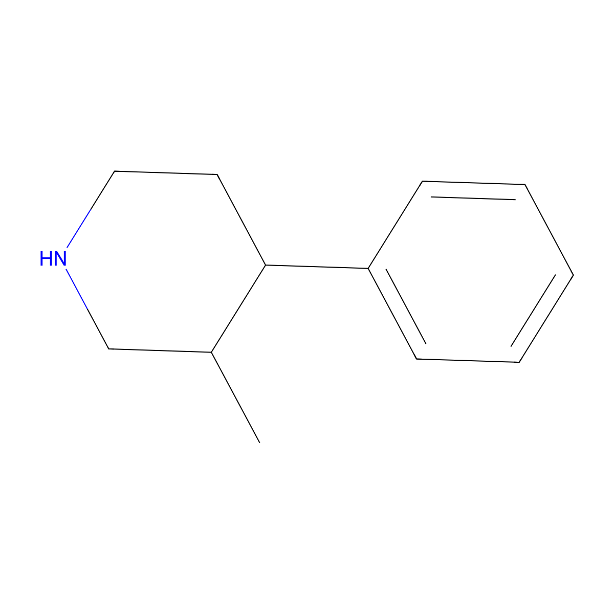 3-Methyl-4-phenylpiperidine molecular structure, CAS 57420-07-2