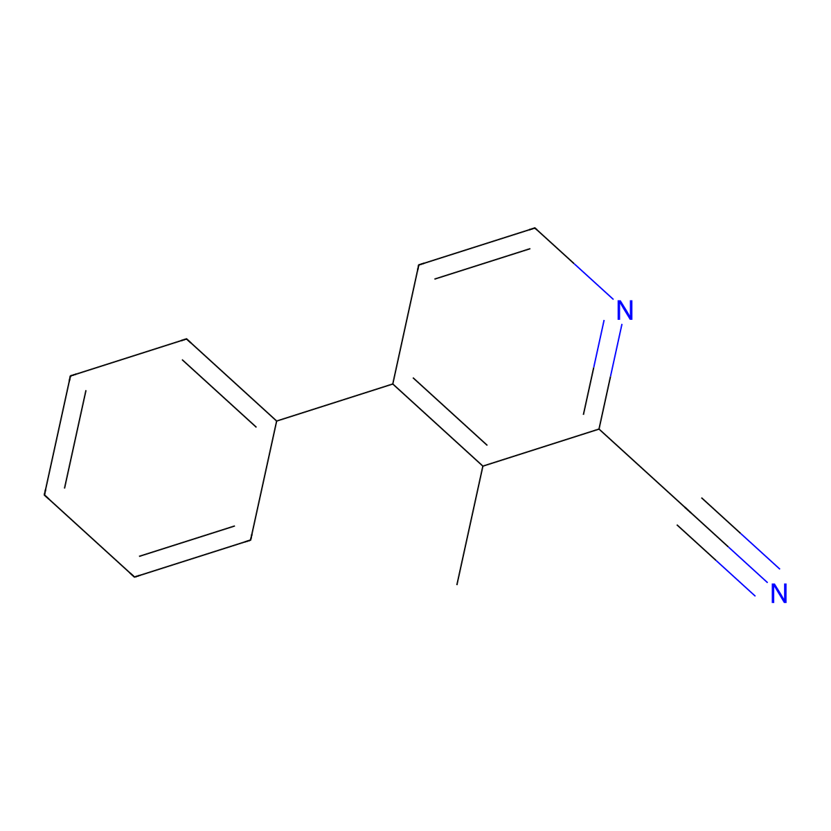 3-Methyl-4-phenylpyridine-2-carbonitrile molecular structure, CAS 57420-08-3